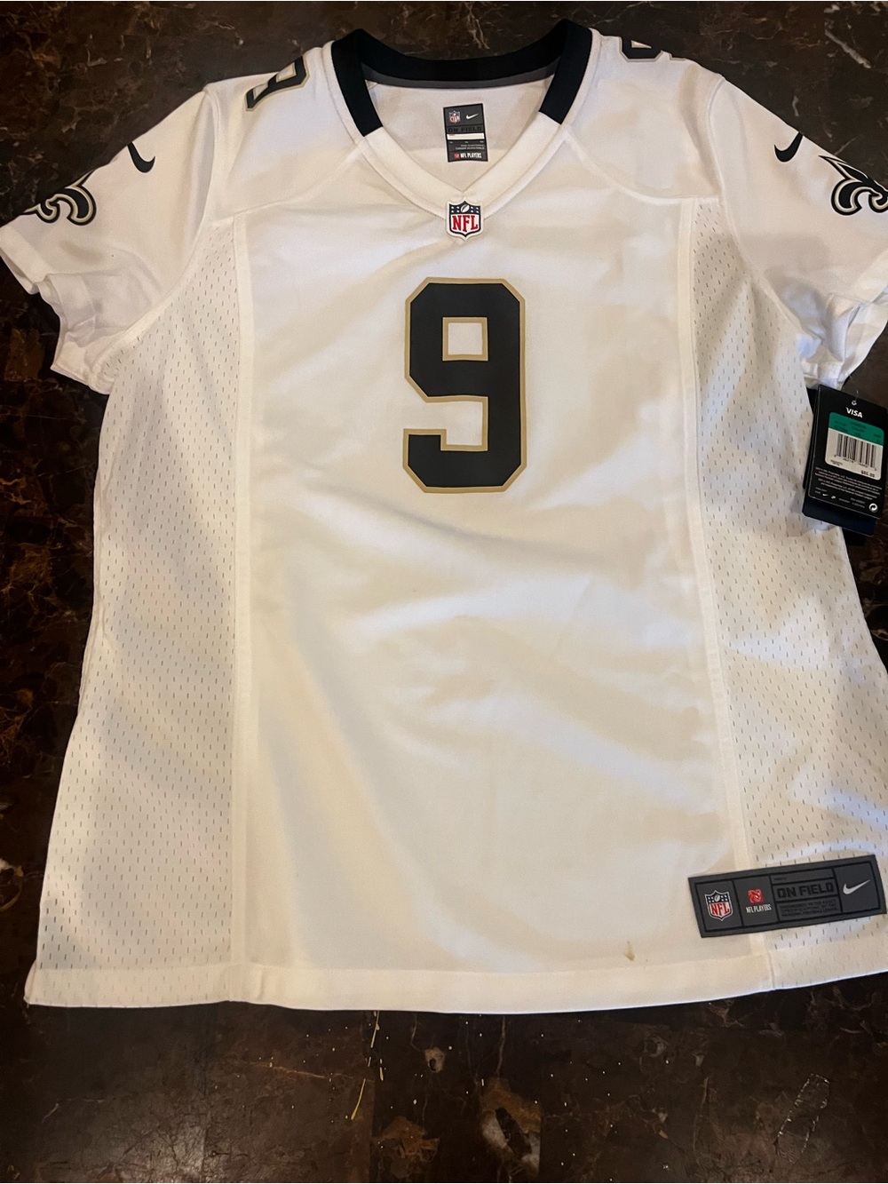 NWT Nike New Orleans Saints Brees White & Black #9 Football Jersey Women